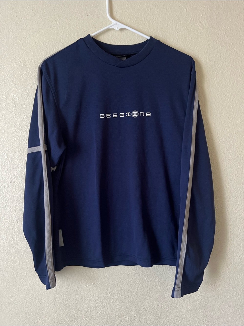 Vintage 90s Sessions Diffusion Long Sleeve Shirt | Navy Mesh | Size S